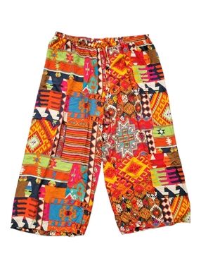 NWT Christian Siriano Cropped Wide Leg Rayon Pants Multi Patchwork Print Boho 3X
